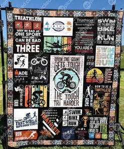Triathlete Girl Tries Harder Quilt Bedding Set Blanke Quilt Bedding Set Bedroom Decor, Gifts for Family