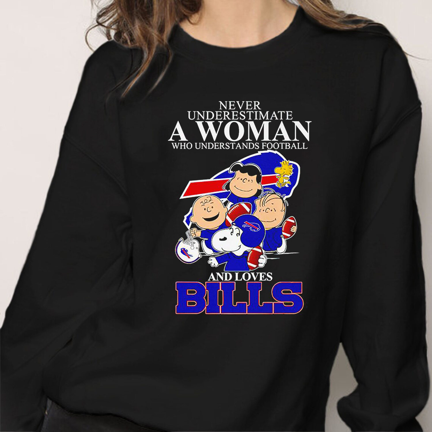Snoopy Peanuts Never Underestimate A Woman Who Understands Football And Loves Bills Shirt