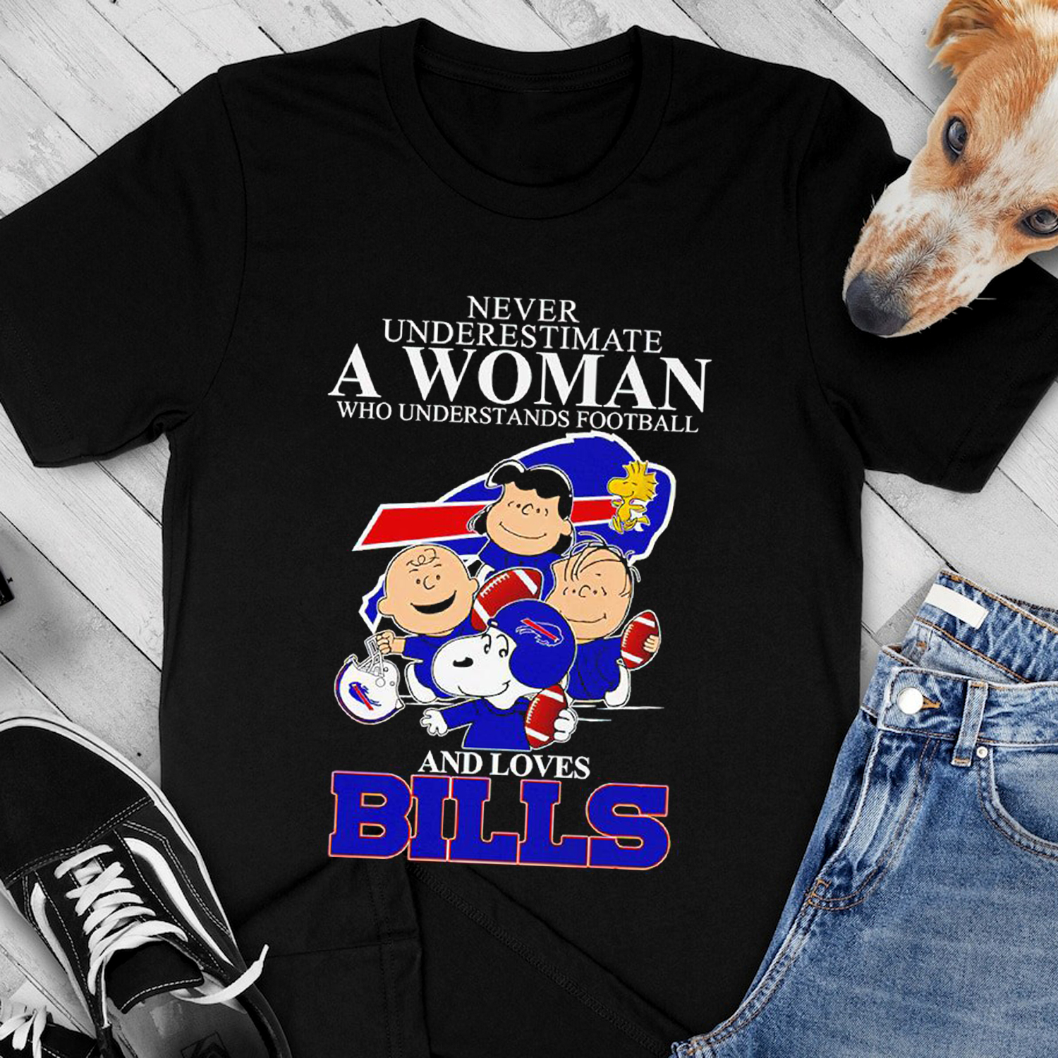 Snoopy Peanuts Never Underestimate A Woman Who Understands Football And Loves Bills Shirt