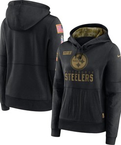 Nike Pittsburgh Steelers Womens Black 2020 Salute To Service Performance Pullover Hoodie - Universityshirt