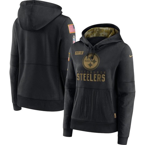 Nike Pittsburgh Steelers Womens Black 2020 Salute To Service Performance Pullover Hoodie - Universityshirt