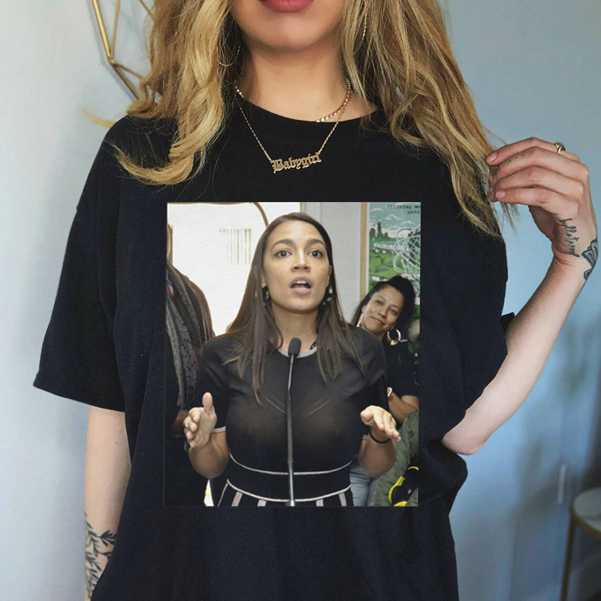 Alexandria Ocasio Cortez AOC See Through Slow Sown Shirt Sweatshirt Hoodie
