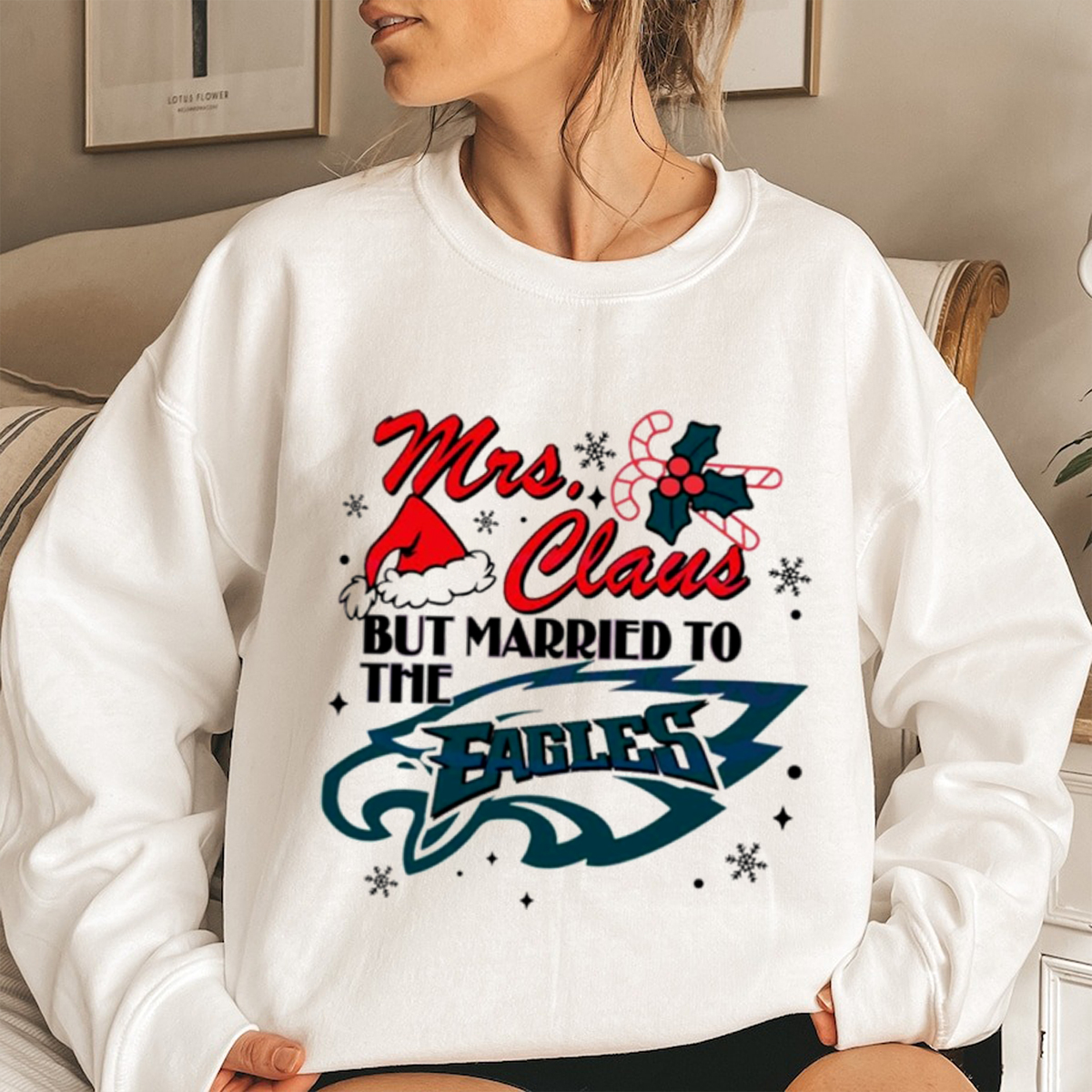 Married to The Eagles Shirt - Mrs Claus Supporting Her Team