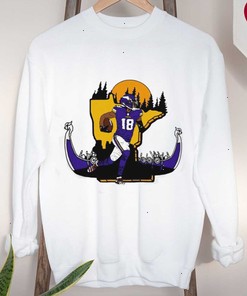 NFL Minnesota Vikings Football Justin Jefferson Player Number 18 Signature Cartoon Retro Shirt