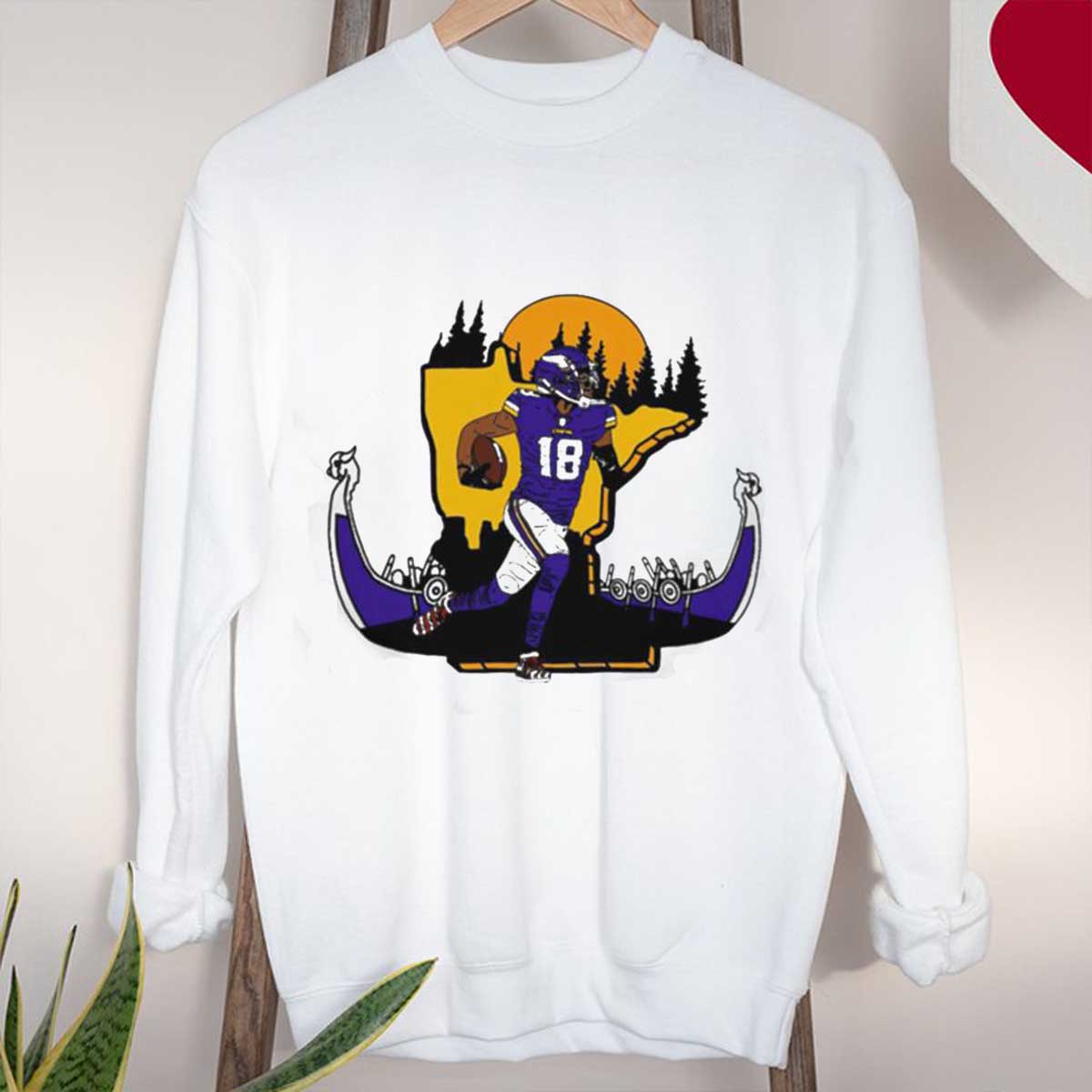 NFL Minnesota Vikings Football Justin Jefferson Player Number 18 Signature Cartoon Retro Shirt