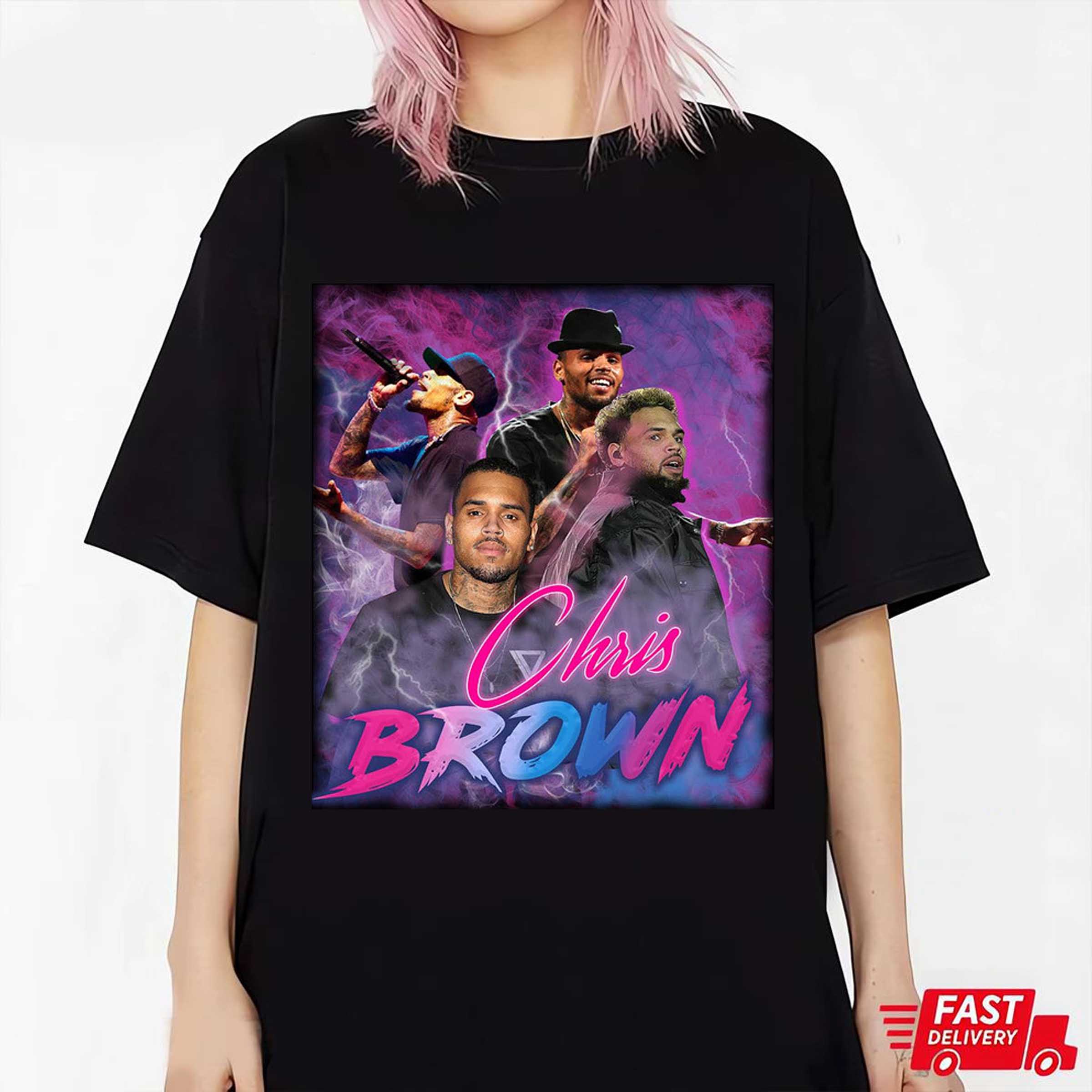 Official Groovy Chris Brown Breezy 90s Hip Hop Rapper T-Shirt