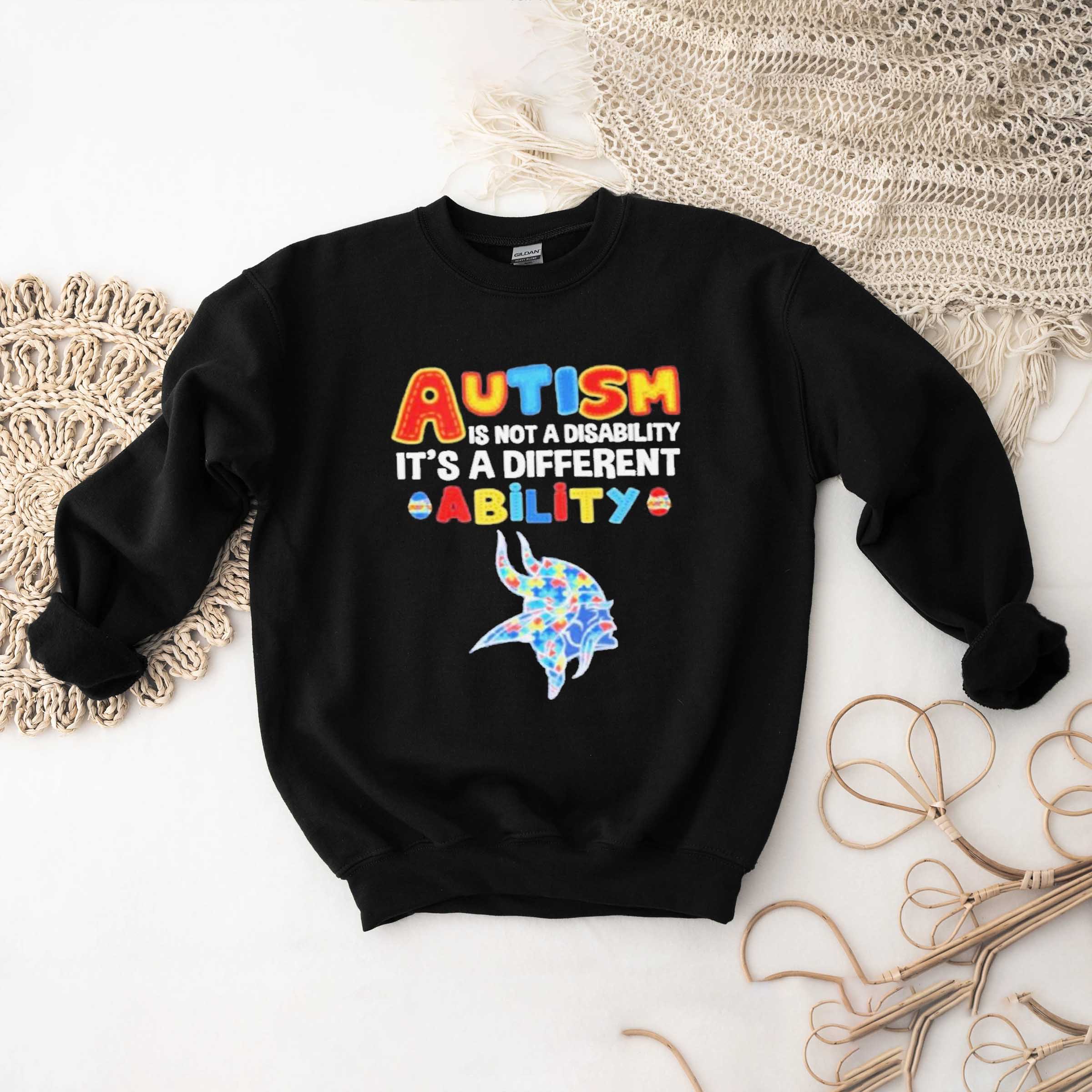 Official Minnesota Vikings NFL Autism Is Not A Disability 2024 Logo Shirt