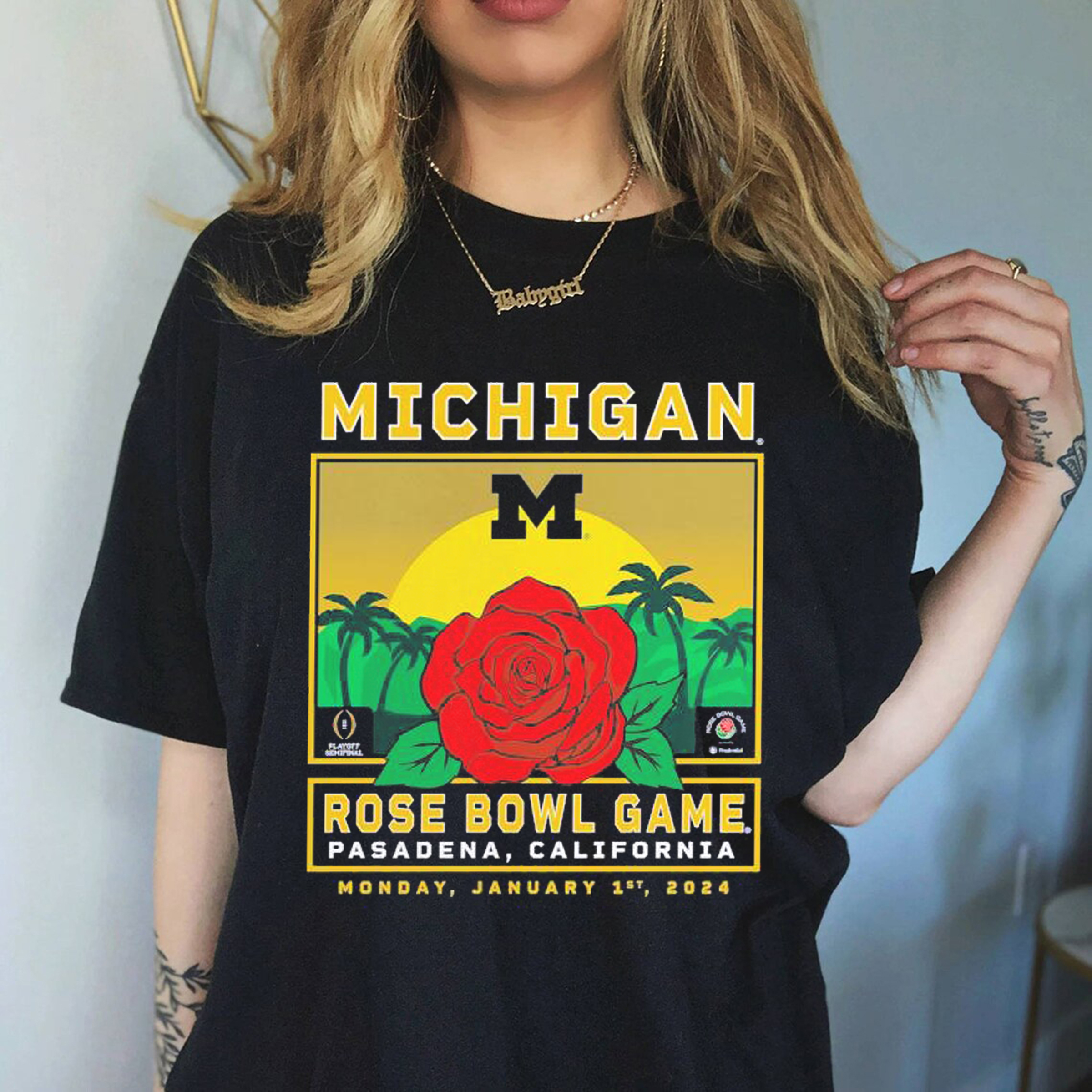 Rose Bowl T-Shirt - Michigan Wolverines College Football Playoff 2024 Rose Bowl Sweatshirt