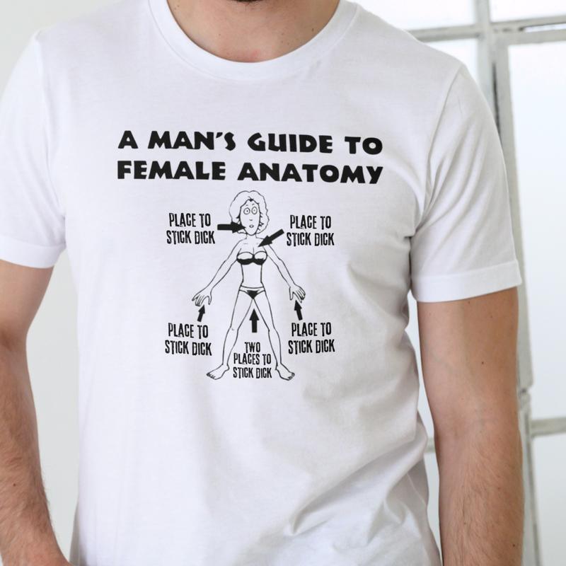 A Humorous Take on Female Anatomy: A Man's Guide T-Shirt for Men