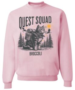Broccoli Adventure Quest Squad Cat Shirt - Whimsical Exploration Tee