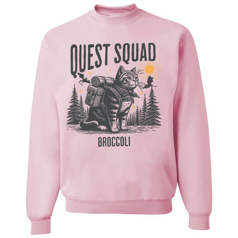 Broccoli Adventure Quest Squad Cat Shirt - Whimsical Exploration Tee