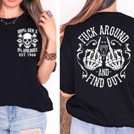 Custom Gen X FAFO Skull and Bones Vintage Inspired Shirt - Raised On Hose Water and Neglect