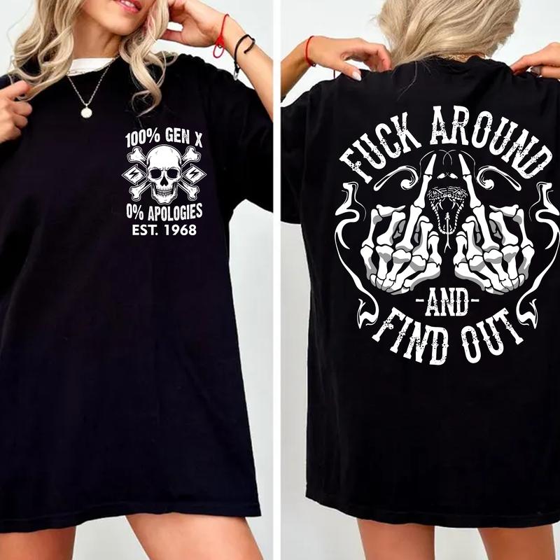Custom Gen X FAFO Skull and Bones Vintage Inspired Shirt - Raised On Hose Water and Neglect