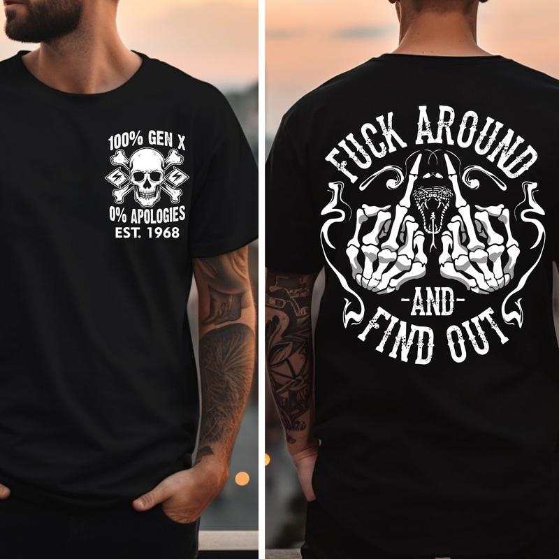 Custom Gen X FAFO Skull and Bones Vintage Inspired Shirt - Raised On Hose Water and Neglect
