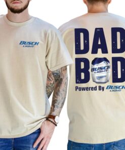 Dad Bod Powered By Busch Light Funny Drinking Tee - Casual Cotton T-Shirt for Men