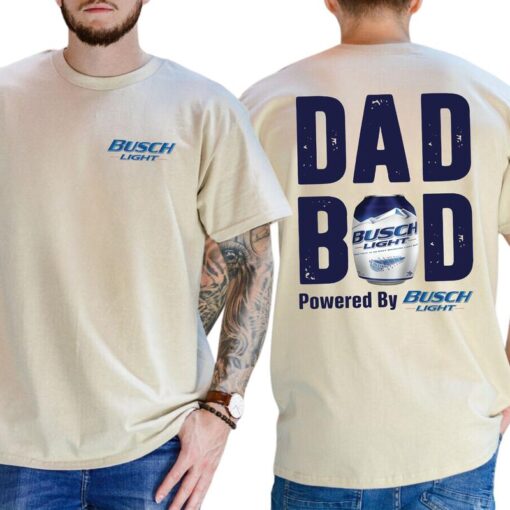 Dad Bod Powered By Busch Light Funny Drinking Tee - Casual Cotton T-Shirt for Men