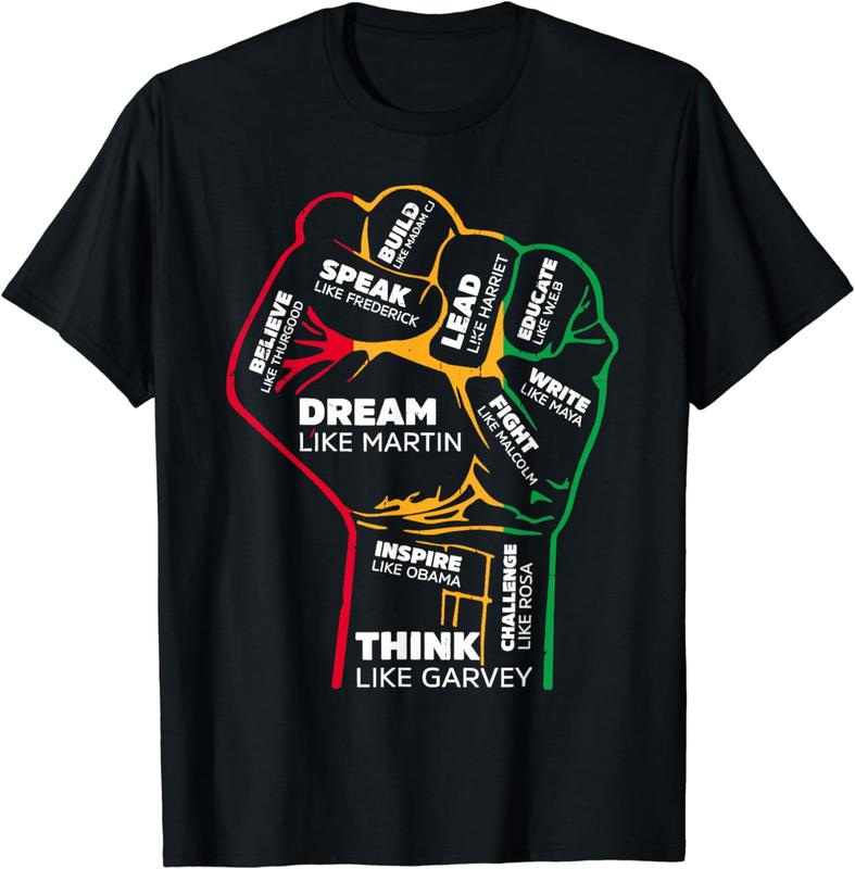 Inspiring Black Leaders T-Shirt with Power Fist - Celebrate Black History Month