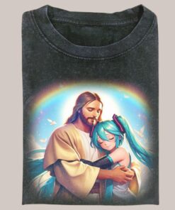 Jesus & Hatsune Miku Unisex Streetwear Shirt - Blend of Spirituality and Pop Culture