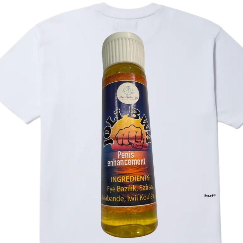 Jolibwa Bel Bwa: Men's White T-Shirt - A Bold Statement in Male Enhancement
