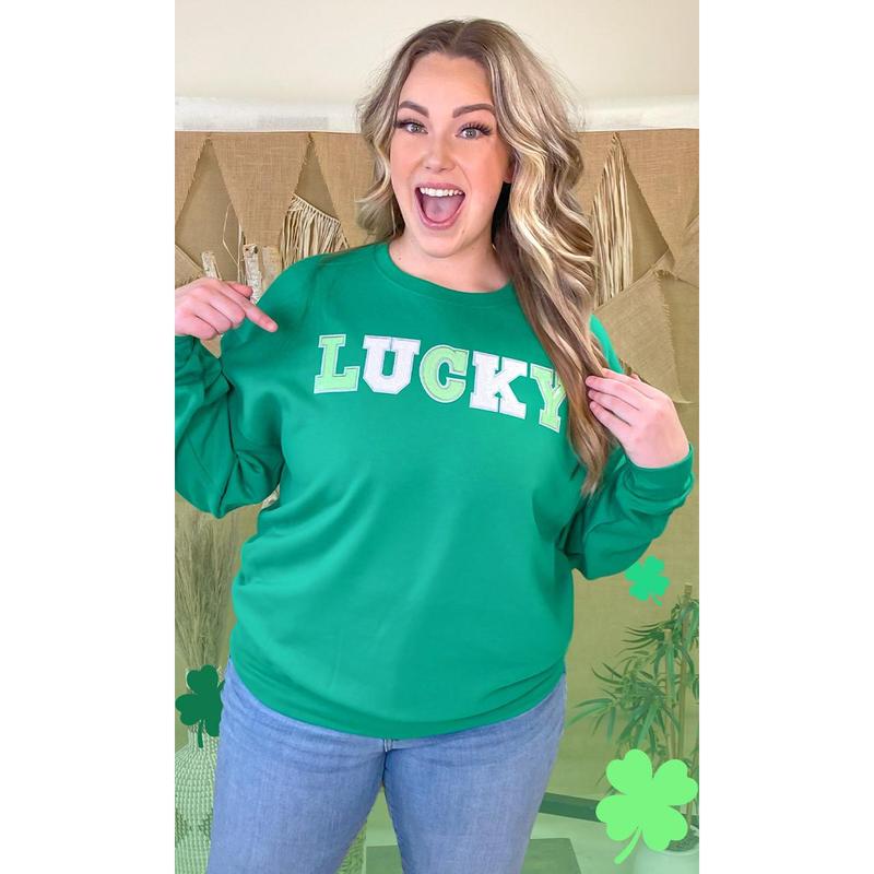 Lucky Sequin Graphic Sweatshirt for St. Patrick's Day