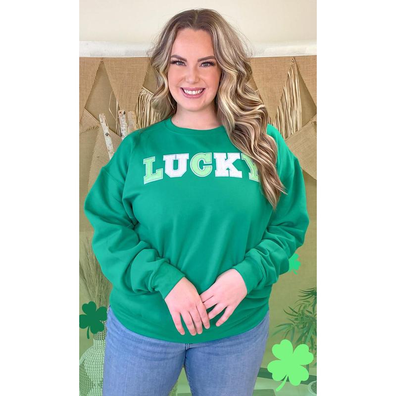 Lucky Sequin Graphic Sweatshirt for St. Patrick's Day