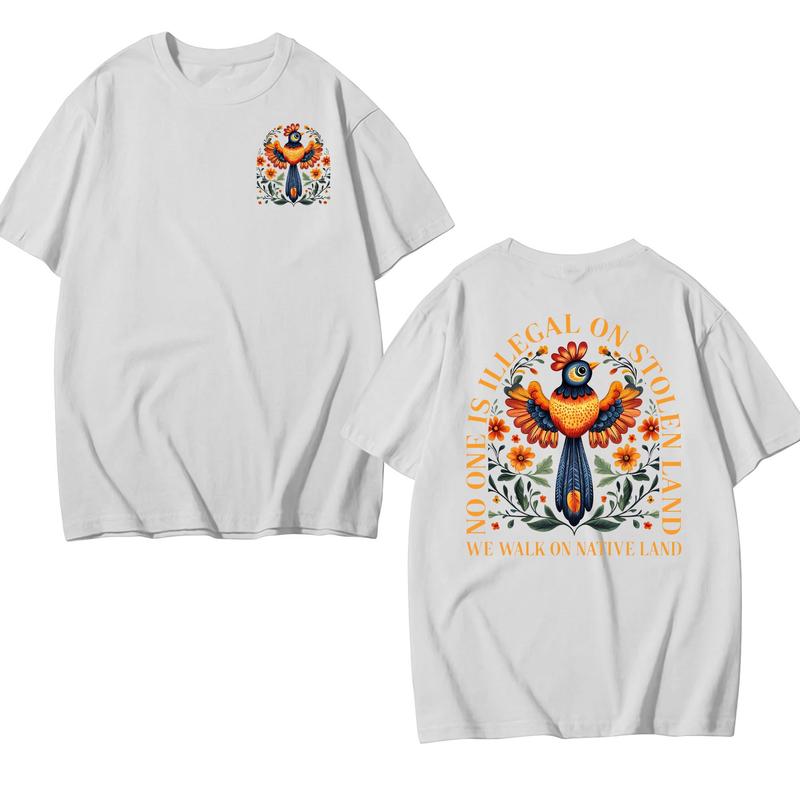 No Human Is Illegal on Stolen Land - Human Rights Activism T-Shirt for Immigrants and Indigenous Rights