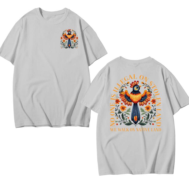 No Human Is Illegal on Stolen Land - Human Rights Activism T-Shirt for Immigrants and Indigenous Rights