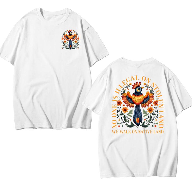 No Human Is Illegal on Stolen Land - Human Rights Activism T-Shirt for Immigrants and Indigenous Rights