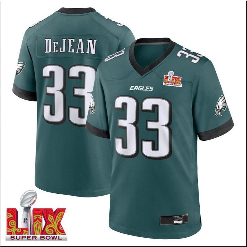 Philadelphia Eagles Cooper DeJean #33 Super Bowl LIX Champions Jersey 2025 - Men's Midnight Green Football Jersey