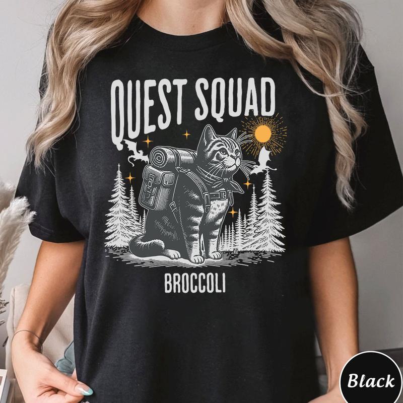 Quest Squad Broccoli Cat Adventure Shirt