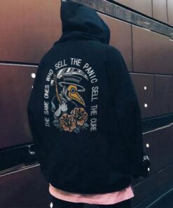 THE SAME ONES WHO SELL THE PANIC SELL THE CURE Graphic Black Print Hoodie for Men and Women