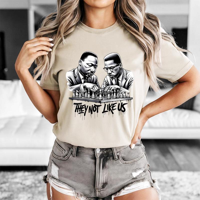 They Not Like Us T-Shirt – MLK & Malcolm X Chess Graphic Tee Celebrating Black History & Culture