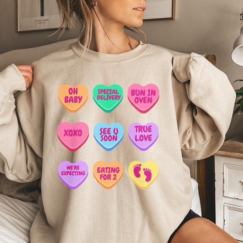 Valentine's Day Pregnancy Announcement Gift Shirt for Expecting Moms
