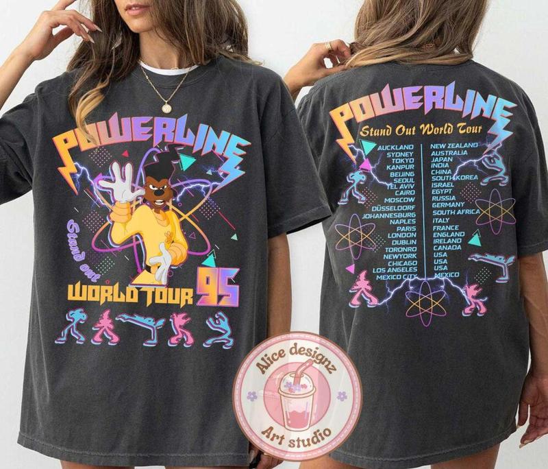 Vintage 90s Powerline World Tour Graphic Tee - A Goofy Movie Inspired Shirt