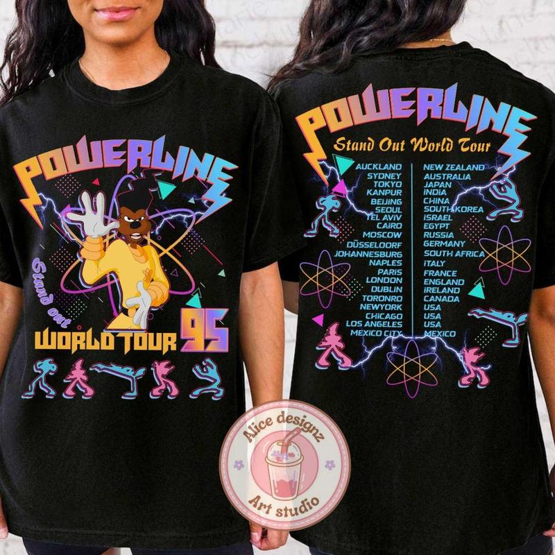 Vintage 90s Powerline World Tour Graphic Tee - A Goofy Movie Inspired Shirt