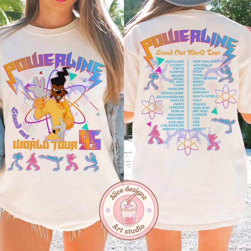 Vintage 90s Powerline World Tour Graphic Tee - A Goofy Movie Inspired Shirt