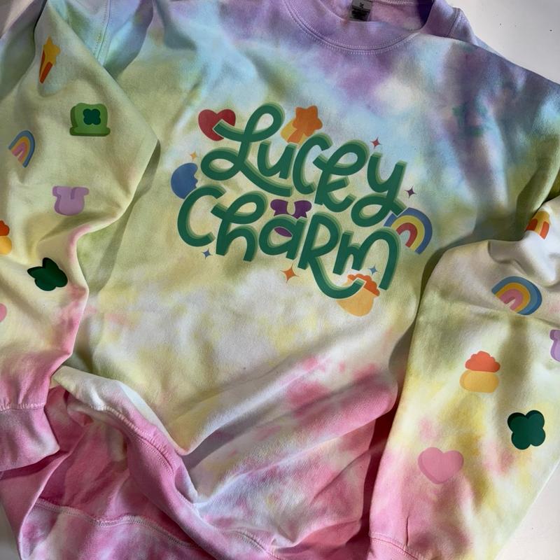 Lucky Charm Tie-Dye Crewneck Sweatshirt for Saint Patrick's Day