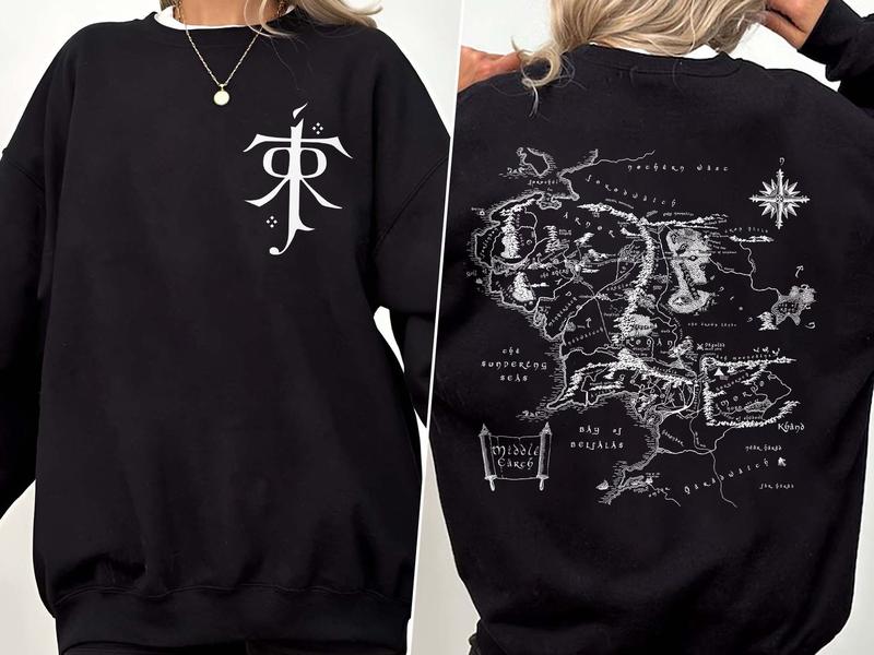Middle-earth Map Hoodie - JRR Tolkien Inspired LOTR Apparel