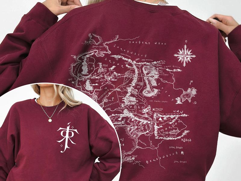 Middle-earth Map Hoodie - JRR Tolkien Inspired LOTR Apparel